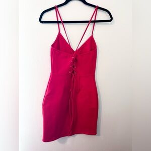 Tobi Red Strappy Lace-up Bodycon Mini Dress Size S